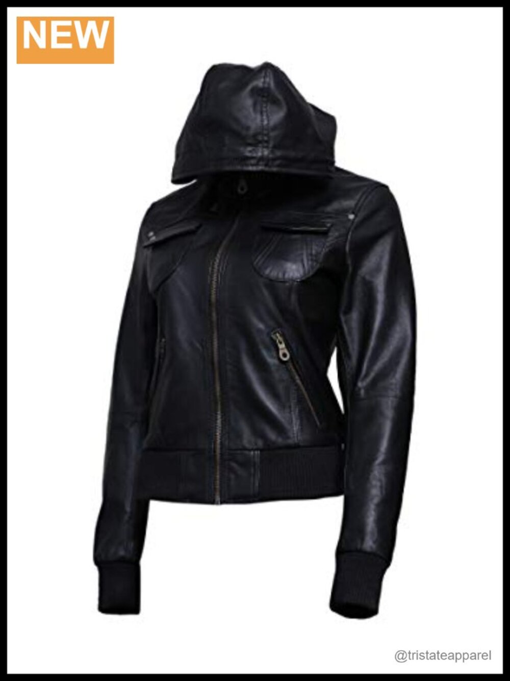 Genuine Lambskin Leather Bomber Jacket with Hood YKK Zipper